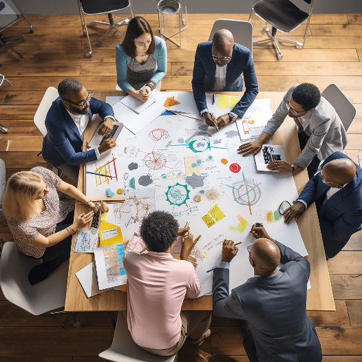 Groupe de personnes travaillant autour d'une table